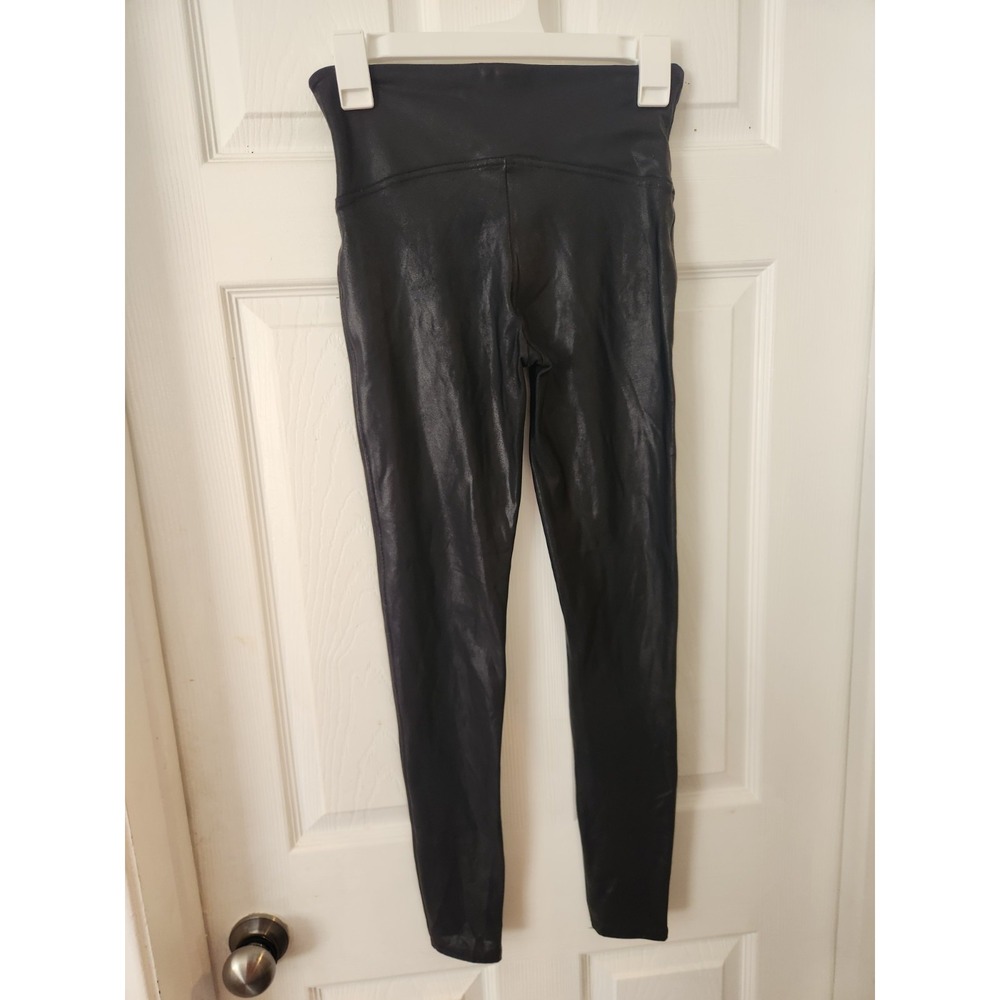 SPANX Faux Leather Leggings Black Size M Medium High Rise Shaping Control - Picture 6 of 8